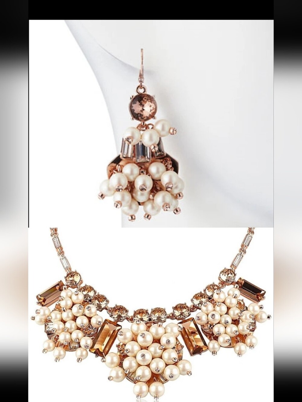 Kate Spade NECKLACE & EARRINGS; GOLD PEARLS CRYSTALS HOLIDAY BRIDAL WEDDING GIFT
